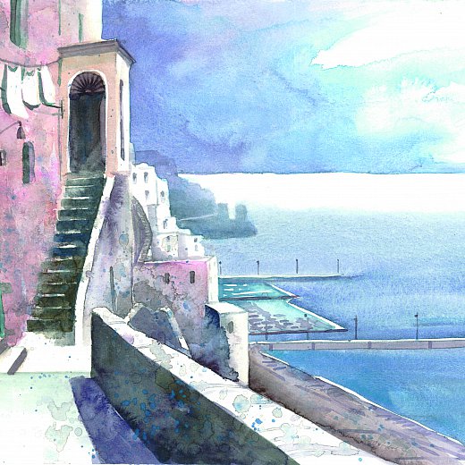 Amalfi - Klosterweg mit Hafenblick