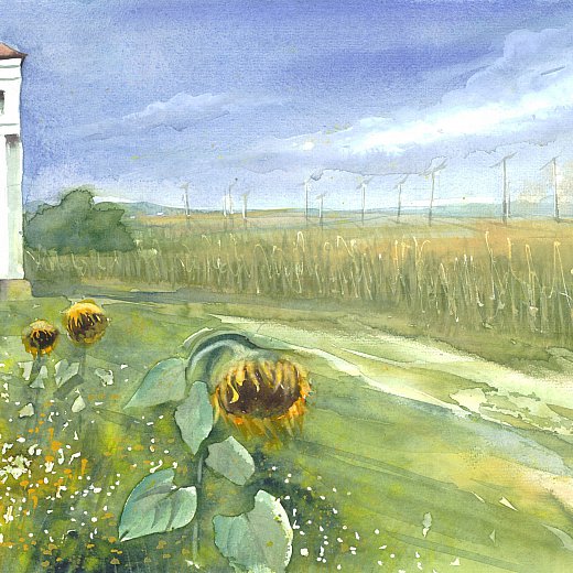 Marterl mit Windpark