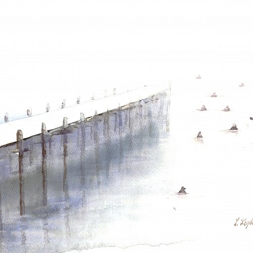 Badesteg im Nebel