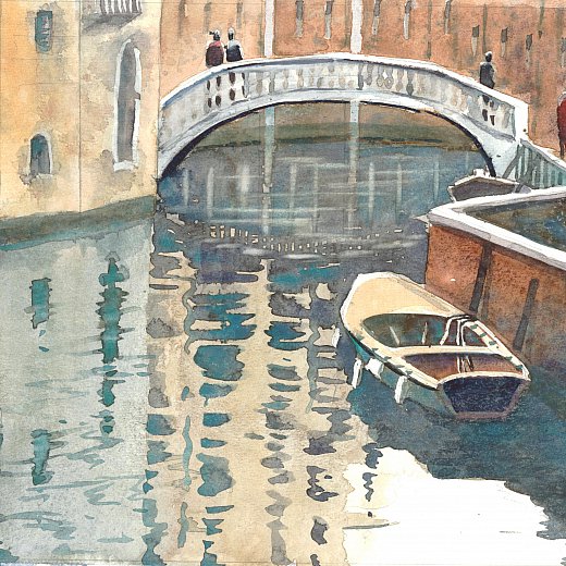 Canal mit weißer Brücke